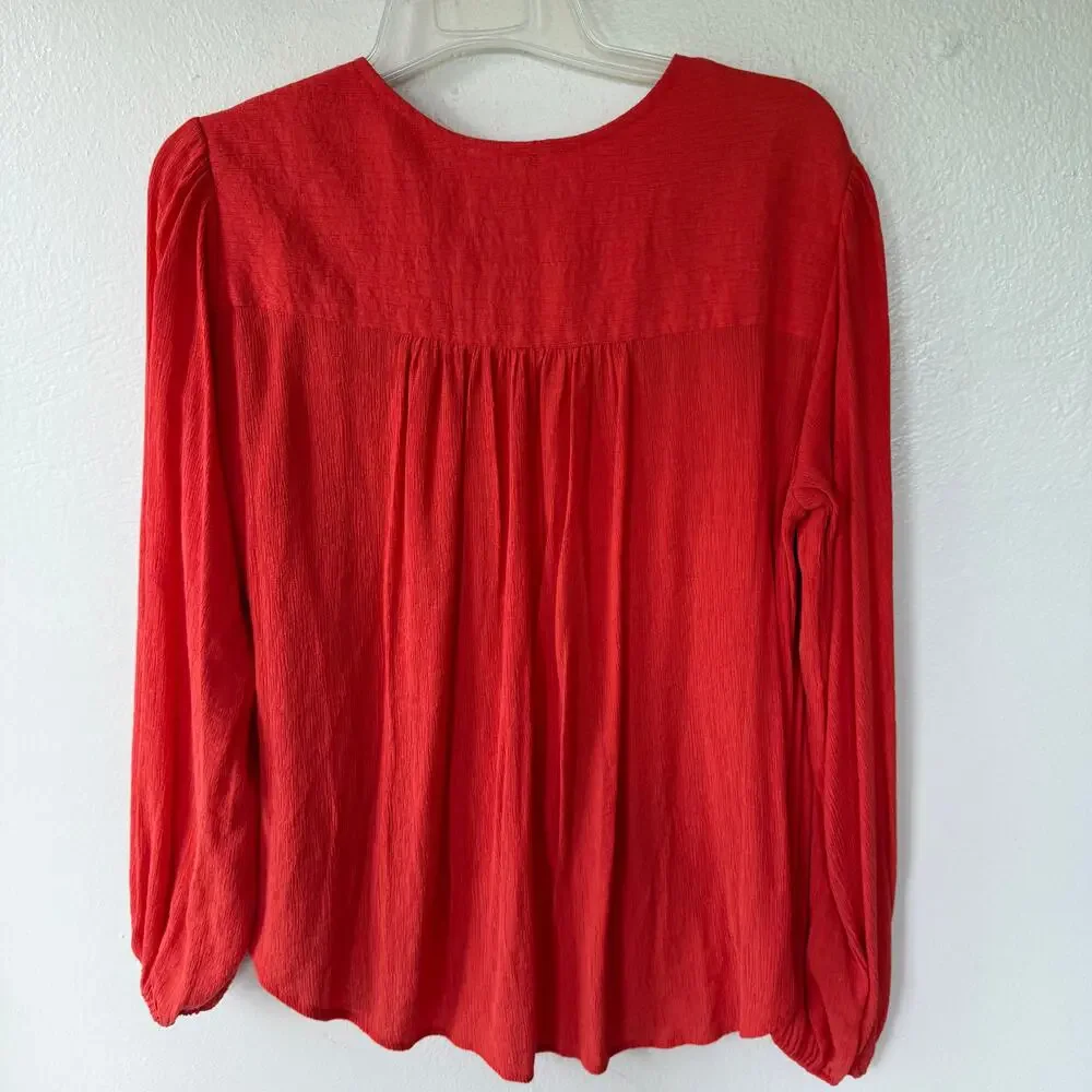 Free People Coral Twist Front Long Sleeve Surplice Blouse Women’s Large